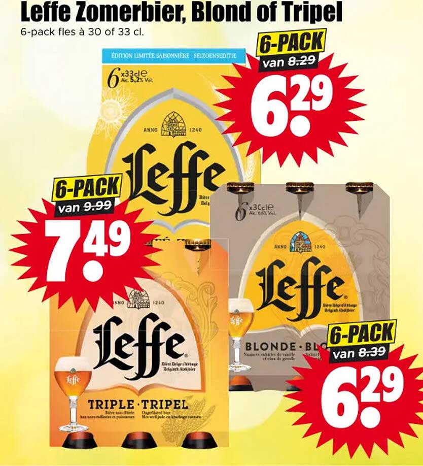 Leffe Zomerbier, Blond of Tripel 6-pack fles à 30 of 33 cl.