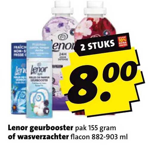 Lenor geurbooster pak 155 gram of wasverzachter flacon 882-903 ml 2 STUKS