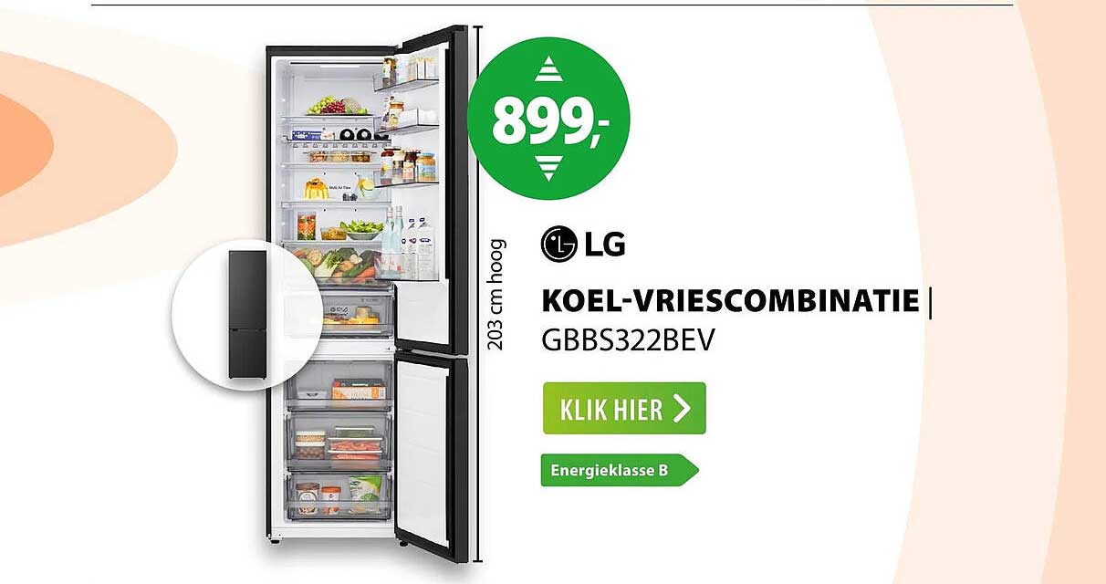 LG KOEL-VRIESCOMBINATIE GBBS322BEV