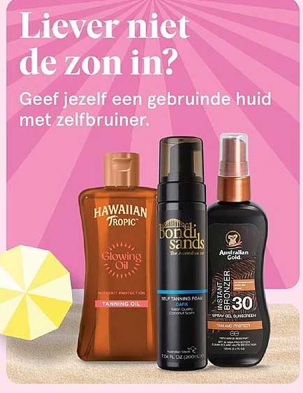 Liever niet de zon in? Geef jezelf een gebruinde huid met zelfbruiner.