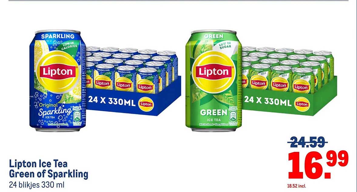 Lipton Ice Tea Green of Sparkling 24 blikjes 330 ml