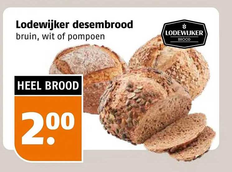 Lodewijker desem brood bruin, wit of pompoen HEEL BROOD