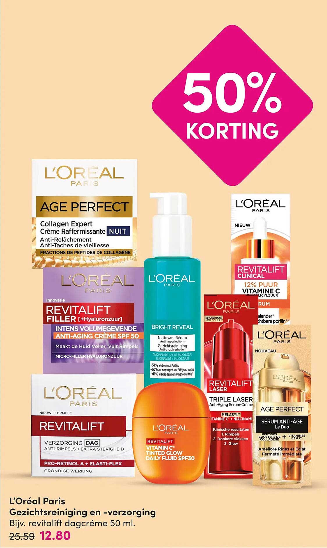 L'Oréal Paris Gezichtsreiniging en -verzorging 50% korting
