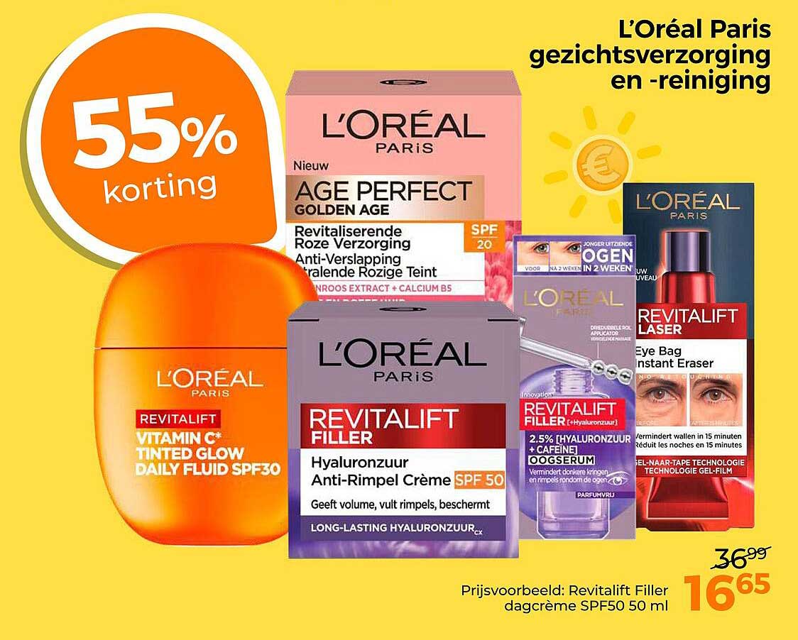 L'Oréal Paris gezichtsverzorging en -reiniging 55% korting