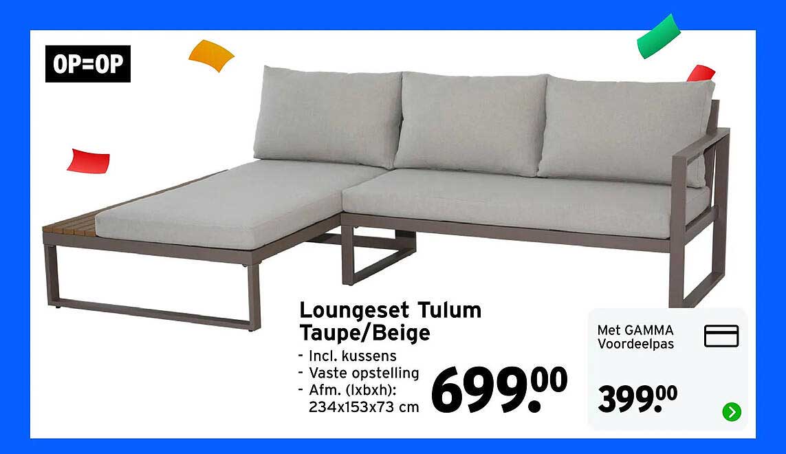 Loungeset Tulum Taupe/Beige