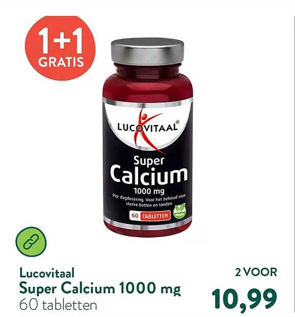 Lucovitaal Super Calcium 1000 mg 60 tabletten 1+1 GRATIS