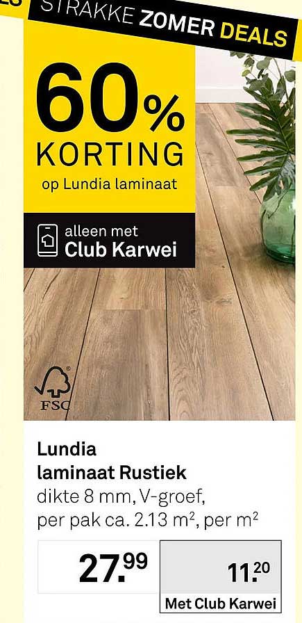 Lundia laminaat Rustiek 60% KORTING op Lundia laminaat alleen met Club Karwei