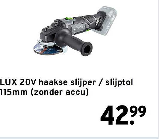 LUX 20V haakse slijper / slijptol 115mm (zonder accu)