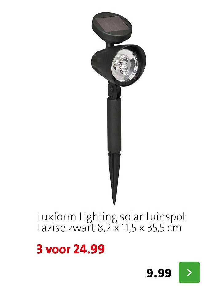 Luxform Lighting solar tuinspot Lazise zwart 8,2 x 11,5 x 35,5 cm 3 voor 24.99