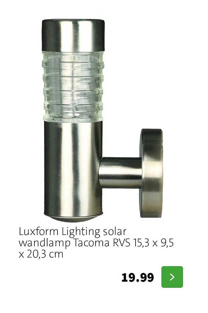 Luxform Lighting solar wandlamp Tacoma RVS 15,3 x 9,5 x 20,3 cm