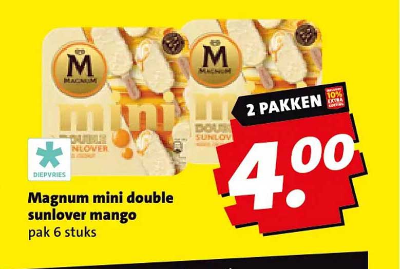 Magnum mini double sunlover mango pak 6 stuks 2 PAKKEN