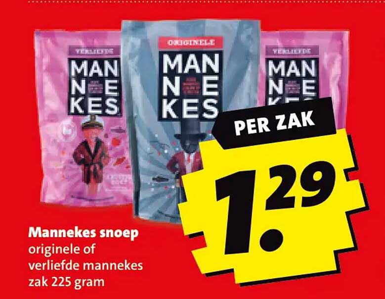 Mannekes snoep originele of verliefde mannekes zak 225 gram