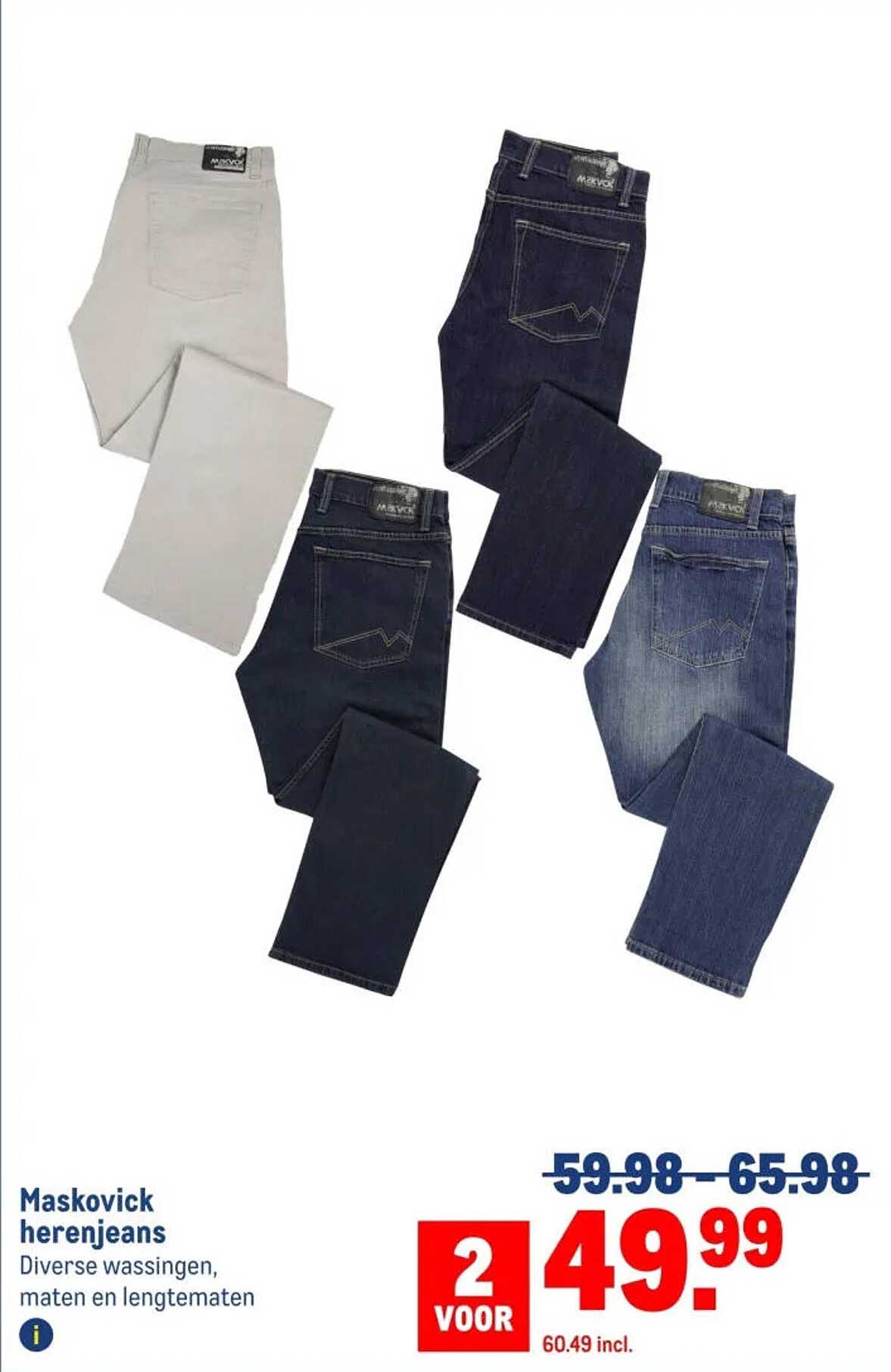 Maskovick herenjeans Diverse wassingen, maten en lengtematen 2 voor