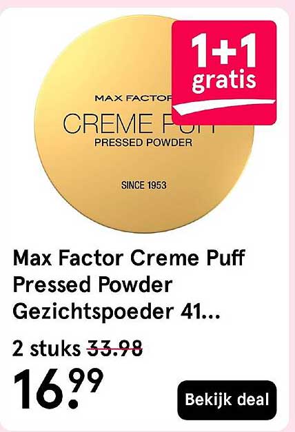 Max Factor Creme Puff Pressed Powder Gezichtspoeder 41... 1+1 gratis