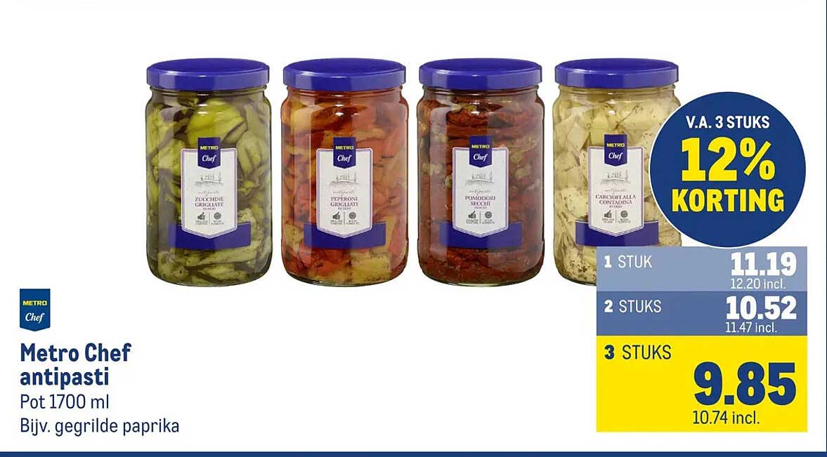 Metro Chef antipasti Pot 1700 ml Bijv. gegrilde paprika V.A. 3 STUKS 12% KORTING
