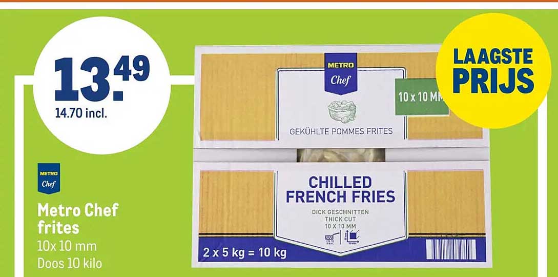 Metro Chef frites 10x 10 mm Doos 10 kilo LAAGSTE PRIJS