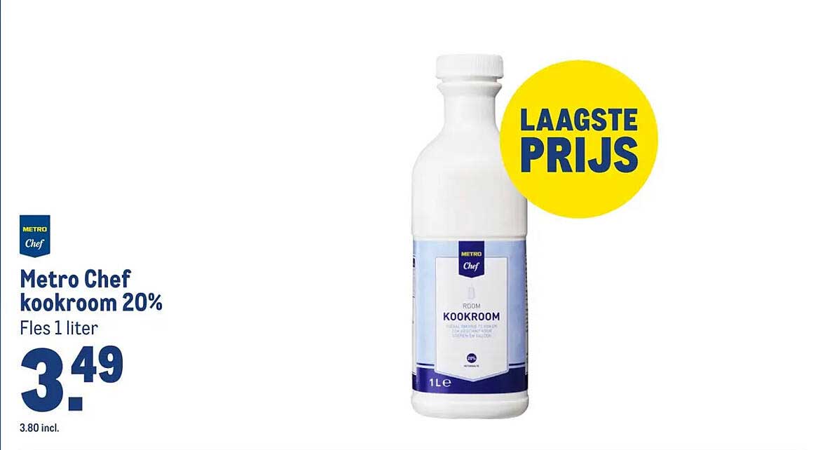 Metro Chef kookroom 20% Fles 1 liter