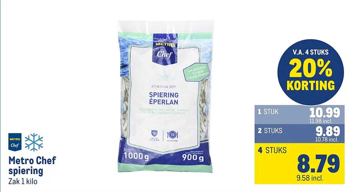 Metro Chef spiering Zak 1 kilo V.A. 4 STUKS 20% KORTING