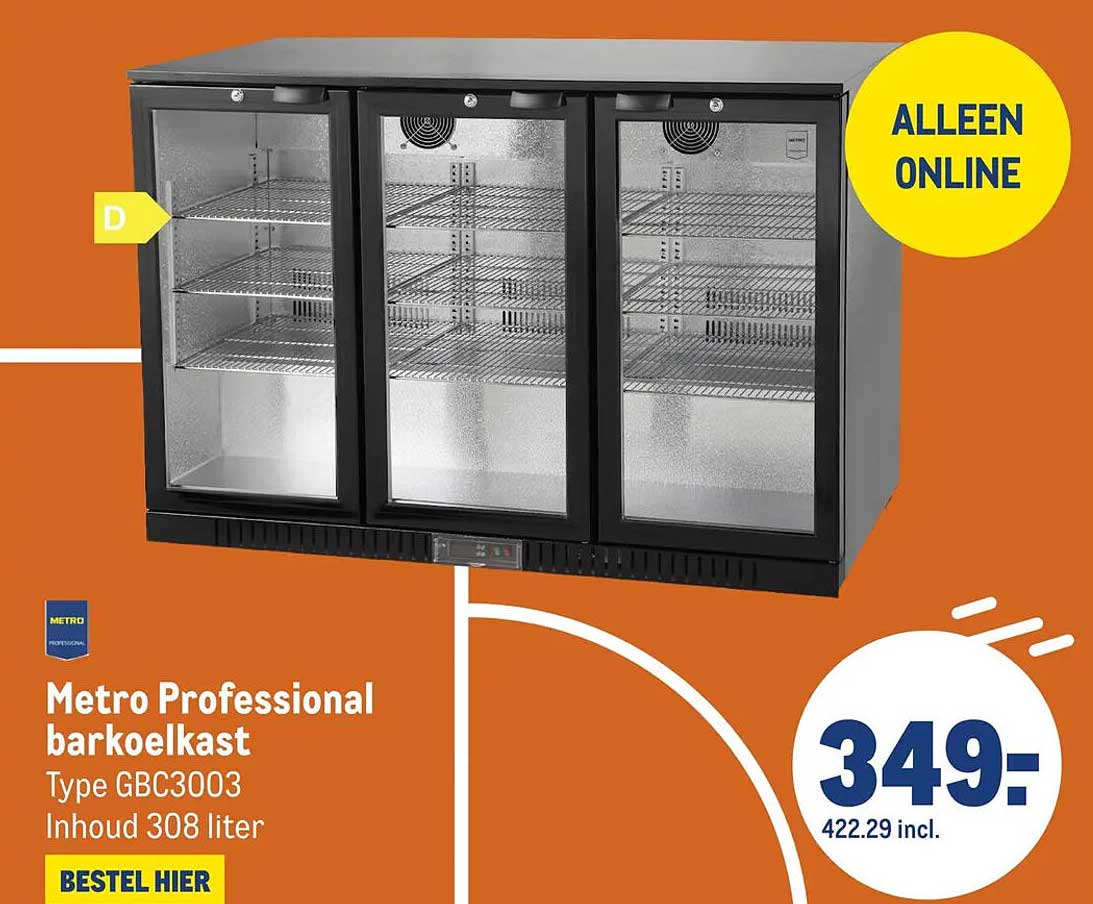 Metro Professional barkoelkast Type GBC3003 Inhoud 308 liter