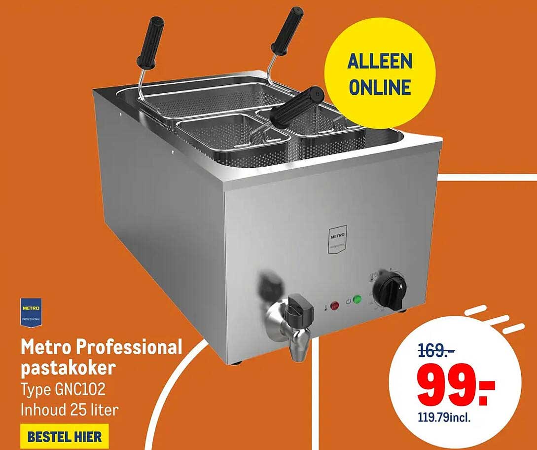 Metro Professional pastakoker Type GNC102 Inhoud 25 liter