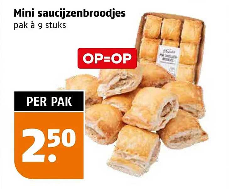 Mini saucijzenbroodjes pak à 9 stuks OP=OP