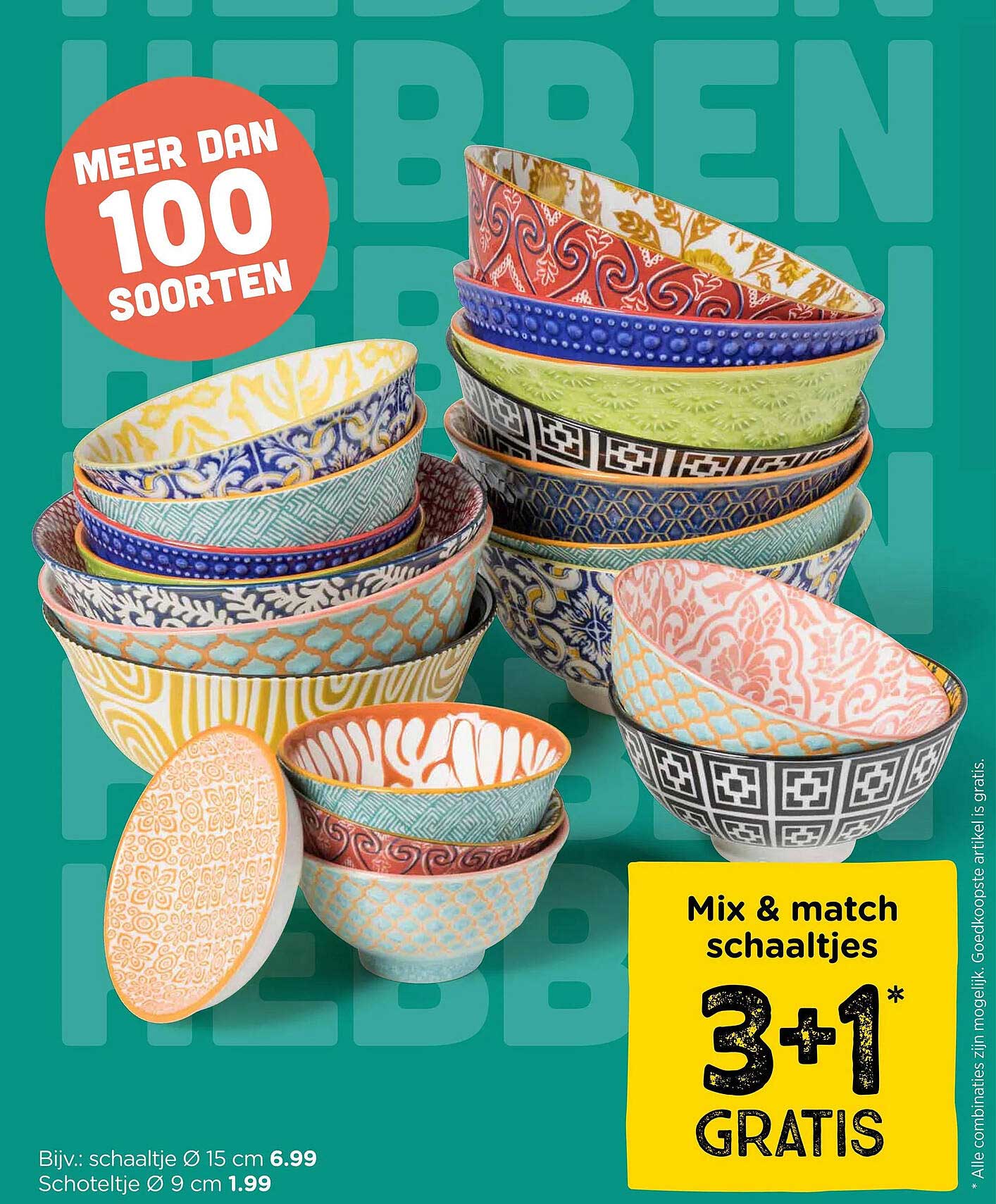 Mix & match schaaltjes 3+1 GRATIS