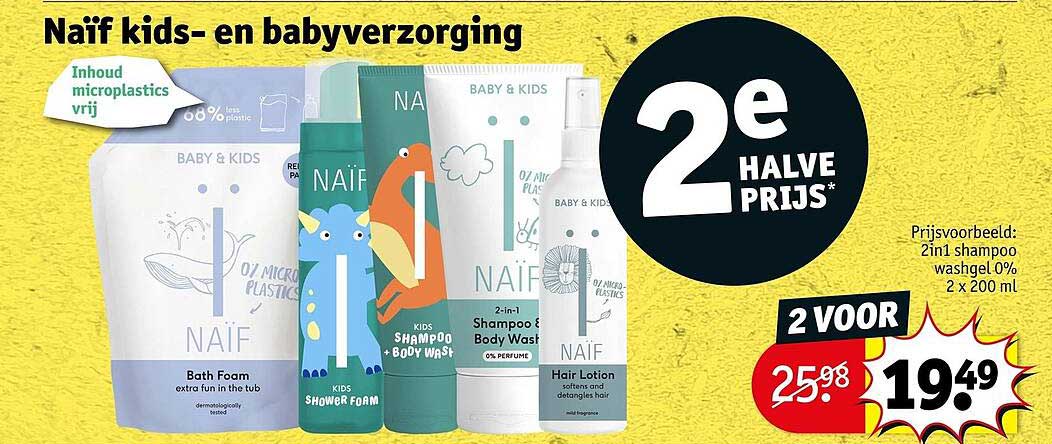Naïf kids- en babyverzorging 2e halve prijs