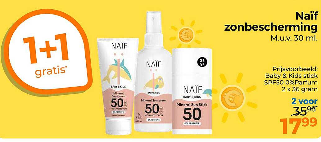 Naïf zonbescherming M.u.v. 30 ml. 1+1 gratis