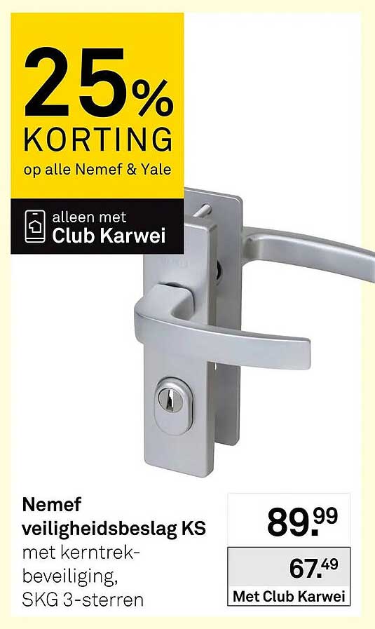 Nemef veiligheidsbeslag KS met kerntrekbeveiliging, SKG 3-sterren 25% korting op alle Nemef & Yale