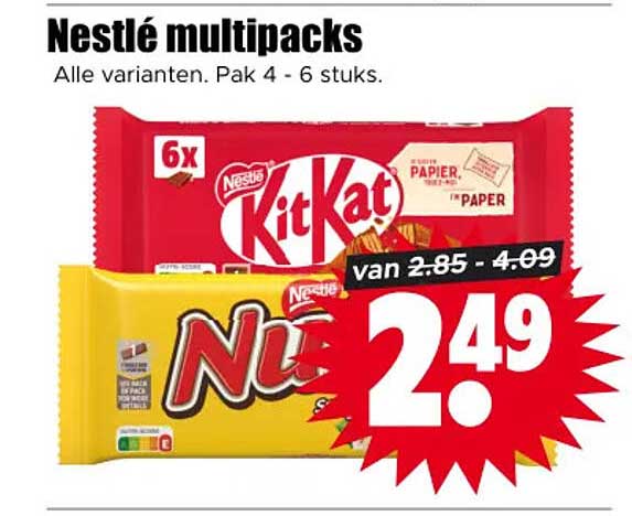 Nestlé multipacks Alle varianten. Pak 4 - 6 stuks.