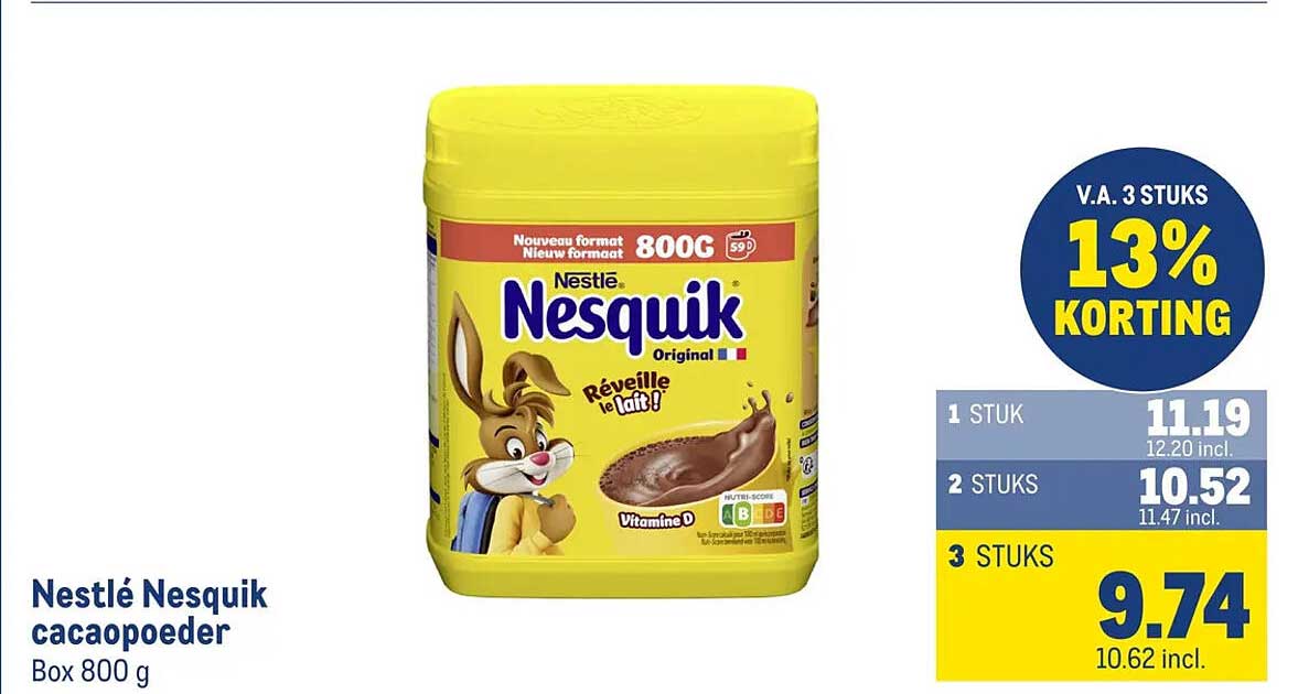 Nestlé Nesquik cacaopoeder Box 800 g 13% KORTING