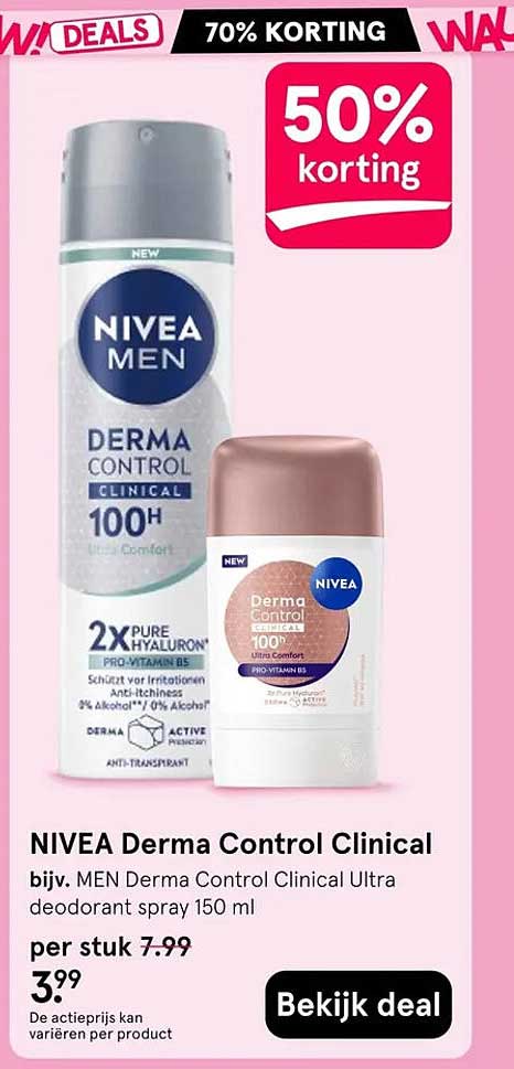 NIVEA Derma Control Clinical 50% korting