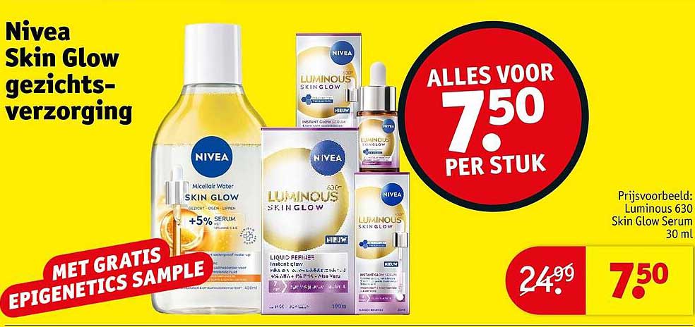 Nivea Skin Glow gezichtsverzorging MET GRATIS EPIGENETICS SAMPLE