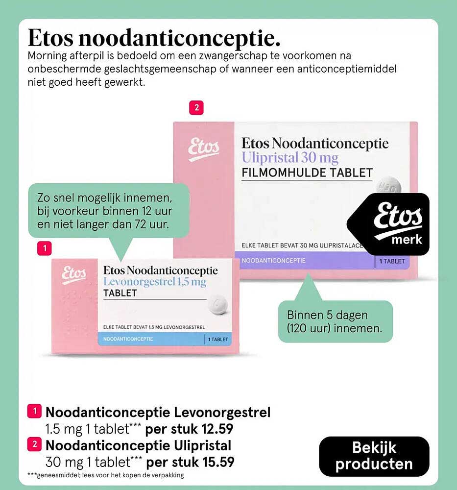 Noodanticonceptie Levonorgestrel 1.5 mg 1 tablet per stuk