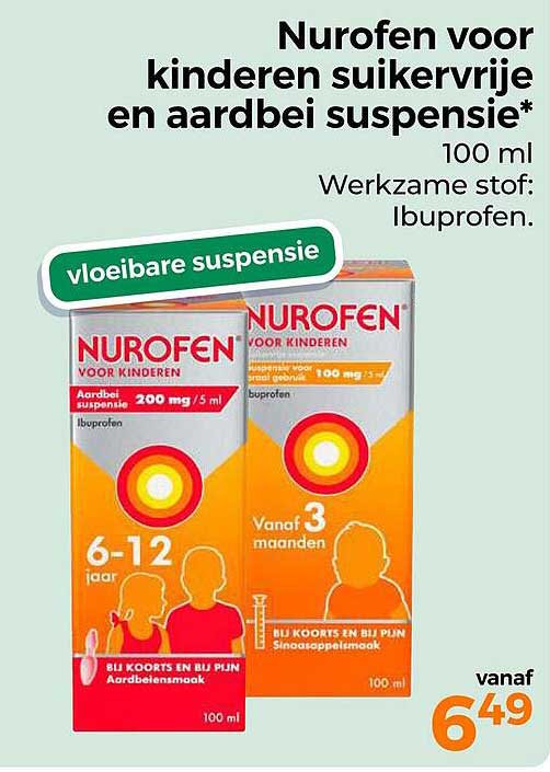 Nurofen voor kinderen suikervrije en aardbei suspensie*