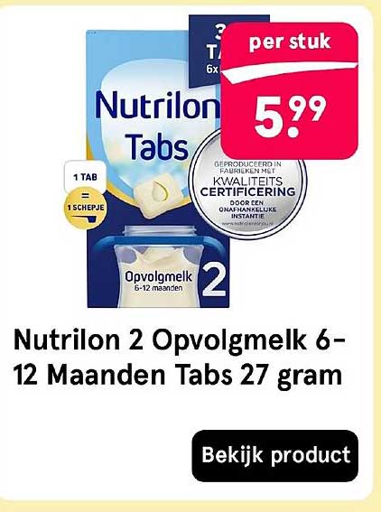 Nutrilon 2 Opvolgmelk 6-12 Maanden Tabs 27 gram