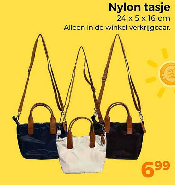 Nylon tasje 24 x 5 x 16 cm Alleen in de winkel verkrijgbaar.