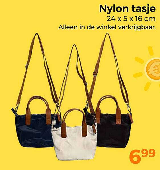 Nylon tasje 24 x 5 x 16 cm Alleen in de winkel verkrijgbaar.