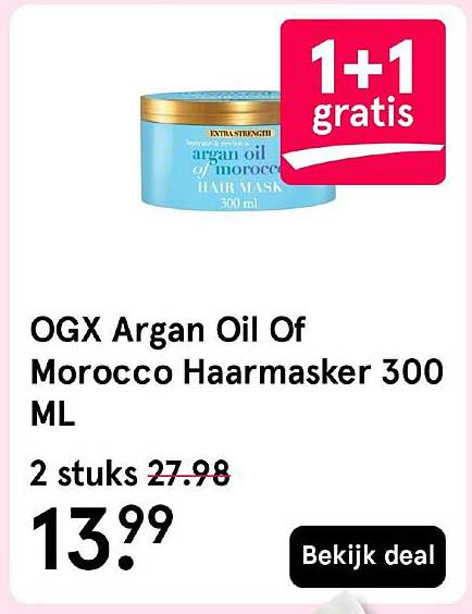 OGX Argan Oil Of Morocco Haarmasker 300 ML 1+1 gratis