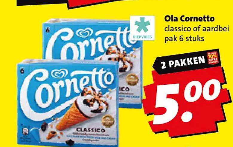 Ola Cornetto classico of aardbei pak 6 stuks 2 pakken