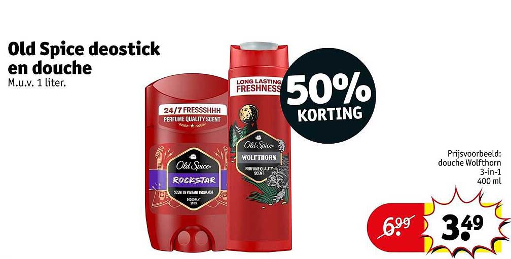 Old Spice deostick en douche 50% KORTING