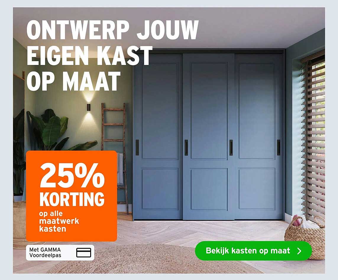 Ontwerp jouw eigen kast op maat - 25% korting op alle maatwerk kasten