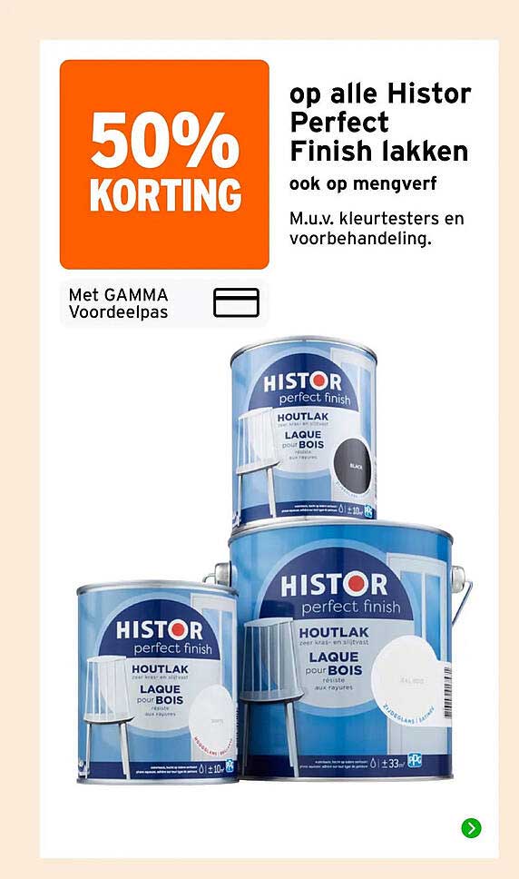 op alle Histor Perfect Finish lakken ook op mengverf