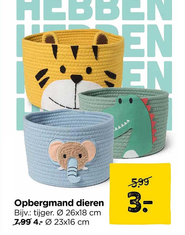 Opbergmand dieren