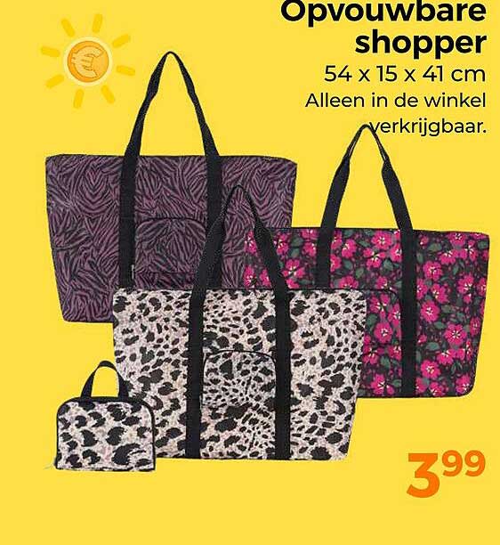 Opvouwbare shopper 54 x 15 x 41 cm Alleen in de winkel verkrijgbaar.