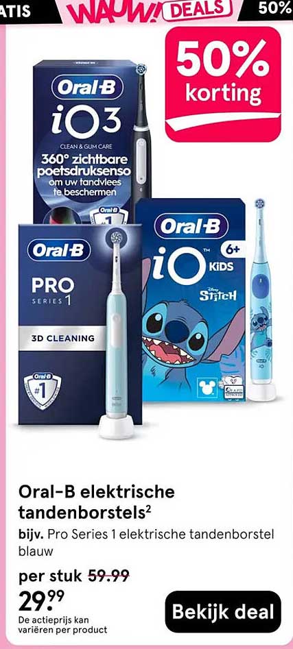 Oral-B elektrische tandenborstels 50% korting