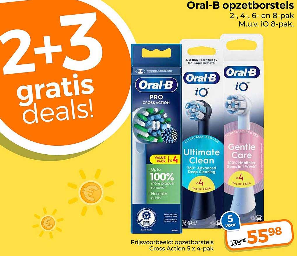 Oral-B opzetborstels 2-, 4-, 6- en 8-pak 2+3 gratis deals!