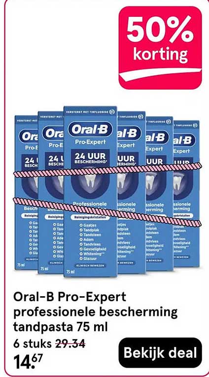 Oral-B Pro-Expert professionele bescherming tandpasta 75 ml 50% korting