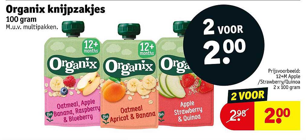 Organix knijpzafjkes 100 gram 2 VOOR 2.00
