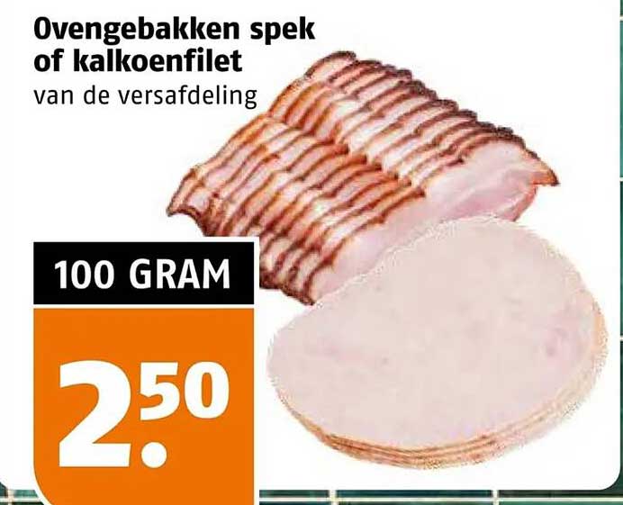 Ovengebakken spek of kalkoenfilet van de versafdeling